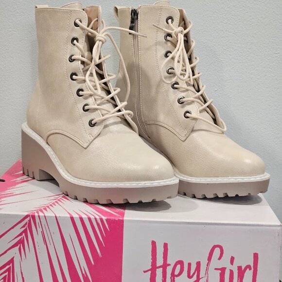 Hey Girl by Corky's Size 9 Ghosted Cream Women's New in Box Wedge Boots - Picture 1 of 14